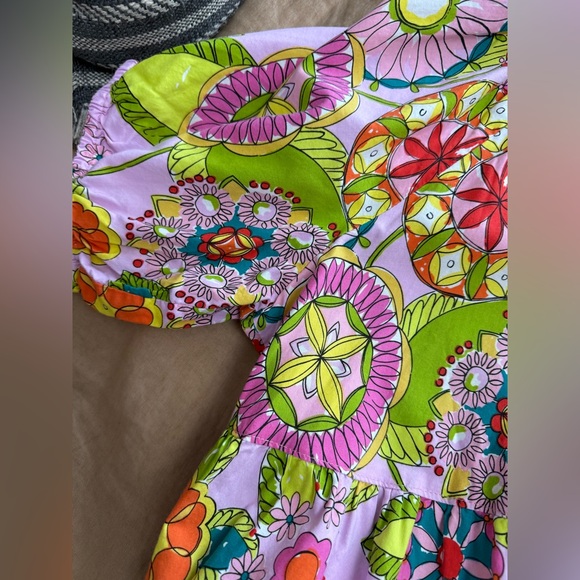 Anthropologie Uncle Frank Vibrant Pink Floral Tiered Short Dress - Picture 6 of 7